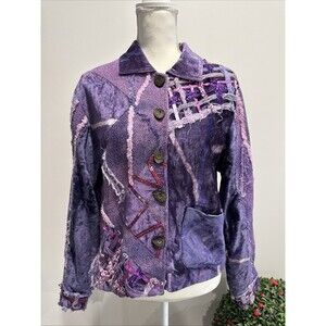 Sandy Starkman Patchwork Artsy Jacket w/Velvet /Satin /Tapestry Details  Medium